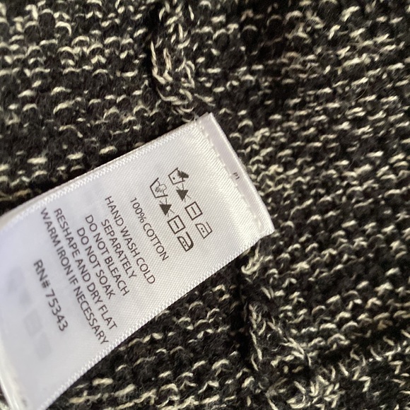 TAHARI black white cotton sweater fringe cardigan blazer S - Picture 3 of 4